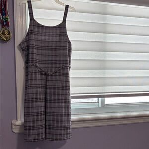 Knitworks Plaid Casual Dress - Purple and White